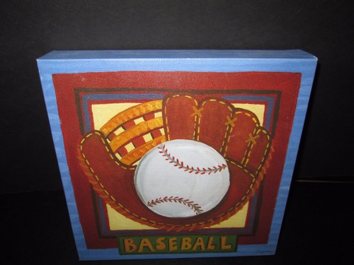 Baseball Sports Embellished Wall Plaque by Sapna, 9" x 9" - Picture 3 of 3