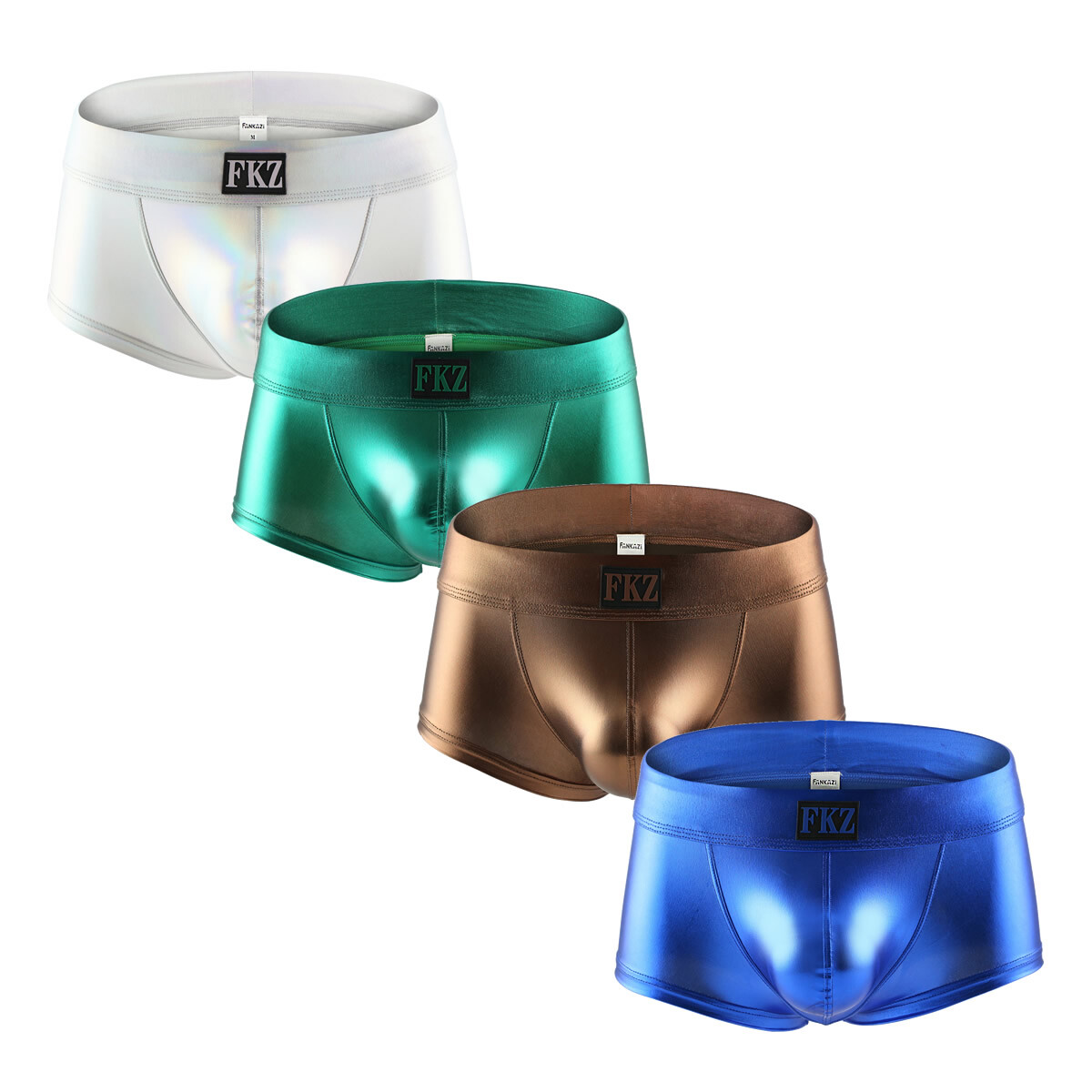 FEESHOW Herren Metallic Shirt - Glänzendes Unterhemd Aus Kunstleder