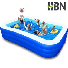 HBN Inflatable Pool for Kids and Adults, 120"X68"X22" Oversized Thickened Family