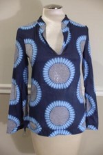 Tory Burch Women's Blue Sunflower Tunic Top Size 2 (BL100