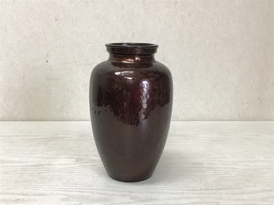 Y2530 FLOWER VASE Copper inlay signed box Japan antique ikebana decor interior - Image 2 of 4