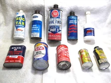 Vintage ATLAS STP FORD ANCO SOLDER SEAL TURTLE WAX PLASTI-KOTE RUST-O Can Bottle