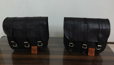 Motorcycle Saddlebags Black Leather  Side Pouch Panniers Bag 1Pair  JMB TM