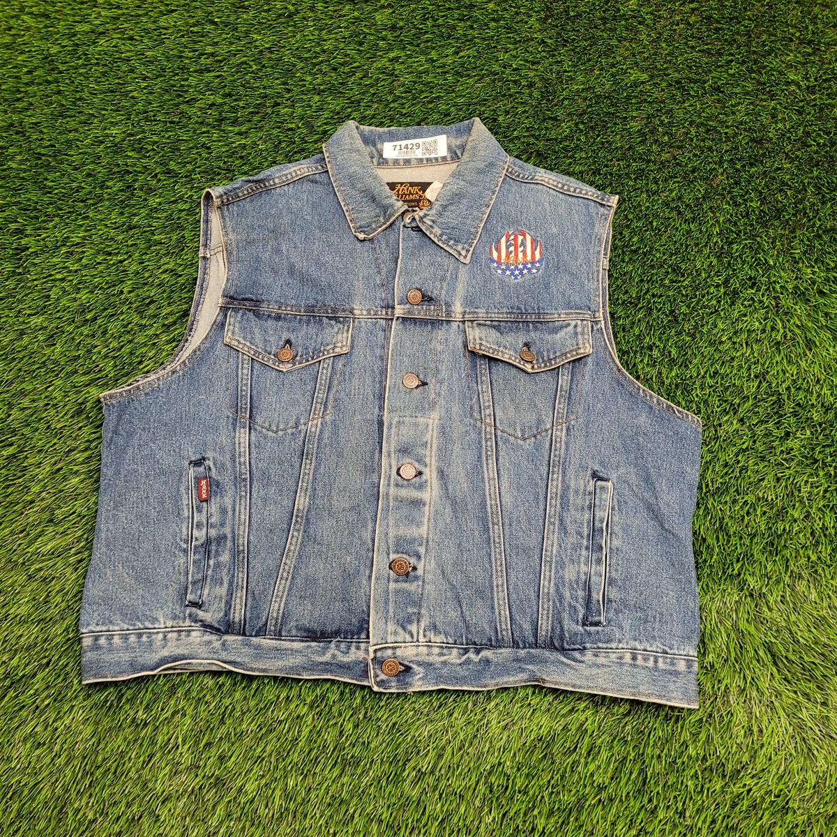 Vintage 90s Hank-Williams Denim Vest Womens 2XL 24x23 USA | eBay