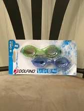 DOLFINO CHILD SWIMMING GLASSES 2 PACK IMPACT RESISTANT GREEN AND BLUE COLOR
