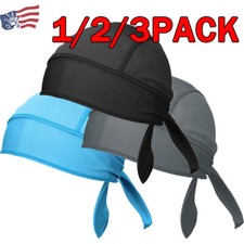 1/2/3pc Sweat Wicking Motorcycle Biker Skull Cap Du Rag Head Wrap Do Doo Bandana