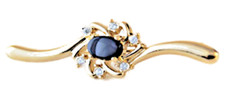 Pin Black Onyx Gemstone yellow gold 18kt CZ Brooch Ovale Haute Qualité Neuf