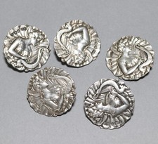 5er Set antike Jugendstil massive Silberkn&ouml;pfe, Joseph Gloster, 1901.