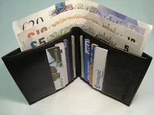 Soft Leather Slim Credit Card Holder with Paper Money Space RFID Protected 