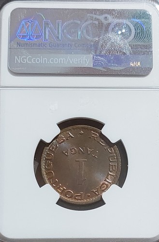 1947 India 1 Tanga Portugal Lovely Portuguese Coin Graded NGC MS66 RB TOP POP ! - Picture 5 of 5