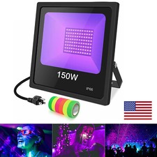 150W UV LED Black Light Outdoor Glow Party Stage Club Floodlight IP66 Free Tapes