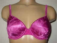 Vintage Vanity Fair Purple Satin Stretch Bra Leaf Print Underwire Sissy-34B