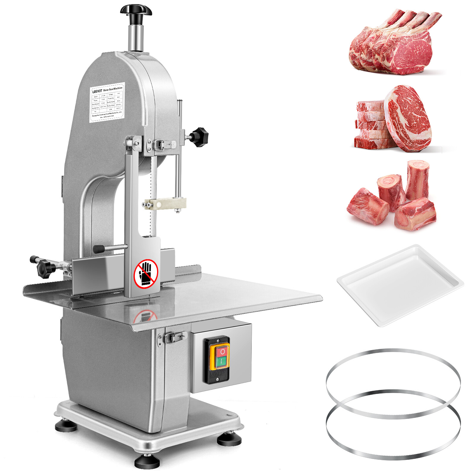LEEVOT 1500W Commercial Bone Cutting Machine Meat Cutter Electric Bandsaw
