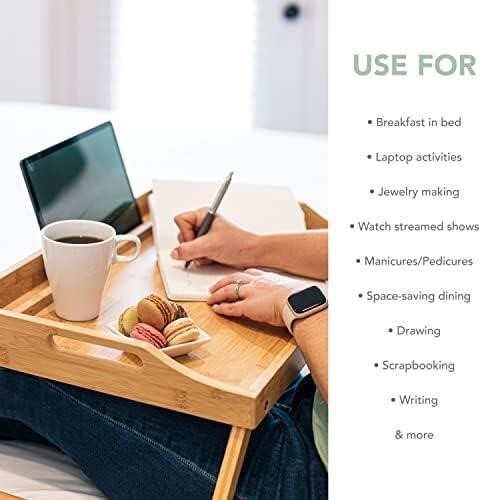 NEW, Bamboo Bed Tray, Lap Desk with Phone Holder #TA12624-536 - Picture 4 of 4
