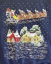 Santa Sleigh with Reindeer Christmas Holiday Winter Mens Medium Sweatshirt