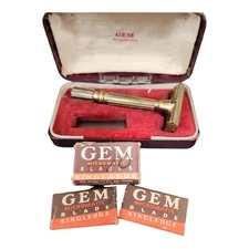 Vintage GEM Metal Micromatic Single Edge Safety Razor Set with Blades