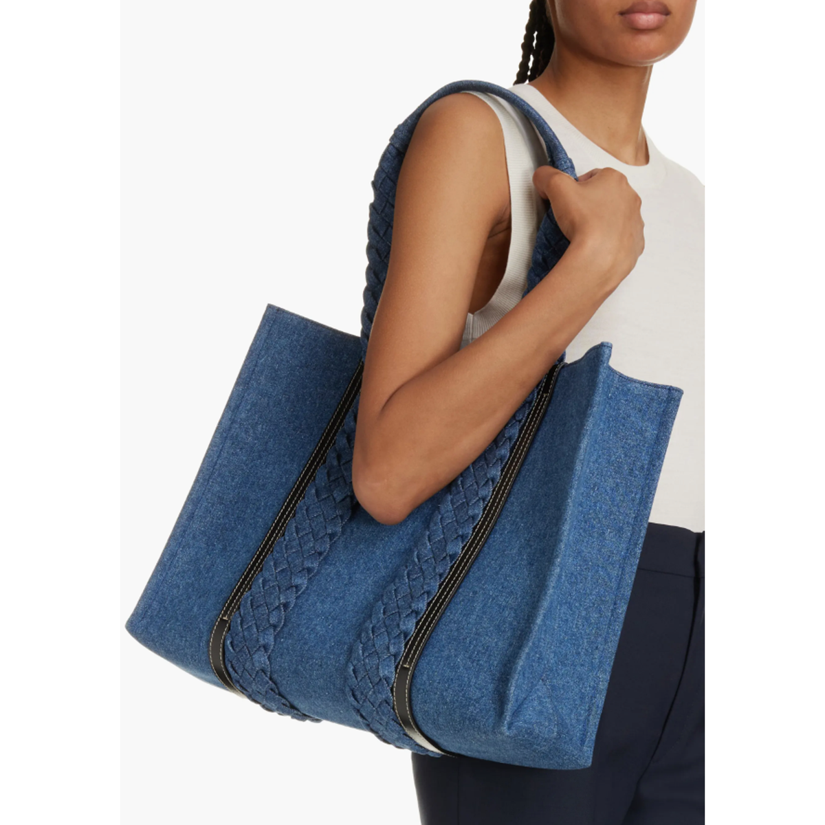 $2K BRAND NEW CHLOE LARGE WOODY DENIM SUMMER TOTE BAG NWT