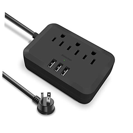 Power Strip with USB,  Mountable Flat Plug Extension Cord with 3 AC Outlets, 3