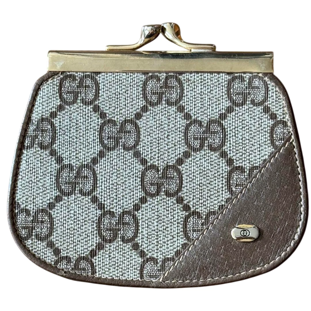 Porte monnaie Gucci GG Supreme cuir marron