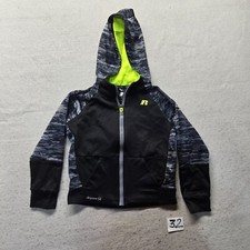 Russell Tech Fleece Full Zip Hoodie Black/Gray Youth Boys Size Size XS 4-5 