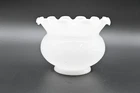 Antique/Vintage Crimped Ruffled White Opal Milk Glass Light Shade 3 7/8"Fitter