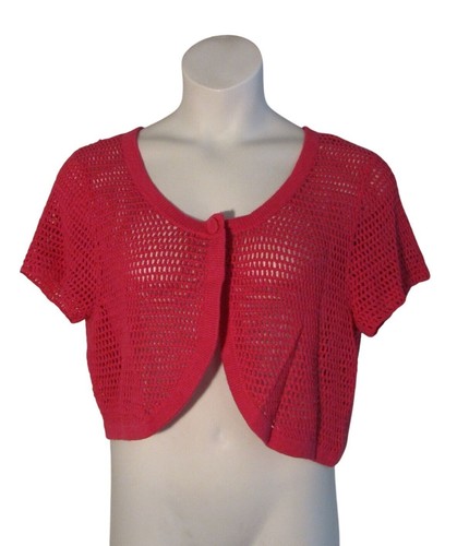 CATO XL Pink Cardigan Sweater Cropped Shrug Loose Knit