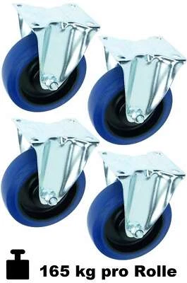 4x 125 mm SL Blue Wheels Bockrollen ECO Lenkrollen Schwerlast Transportrollen