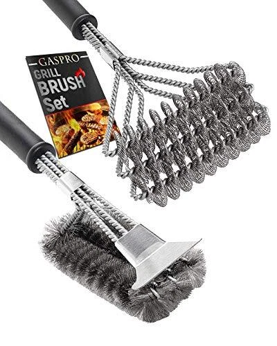 Barbecue Grill Brush Steel Wire Bristles BBQ Cleaning Brushes Outdoor Home BBQ GAS Kit Accessories, Black