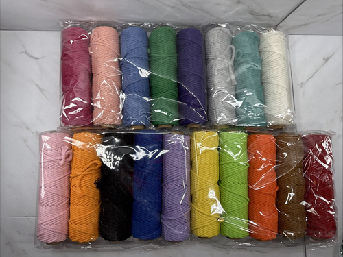 LOT of 18 Colors✨Macrame Cord Rolls✨3mm✨Natural Cotton Macrame Rope