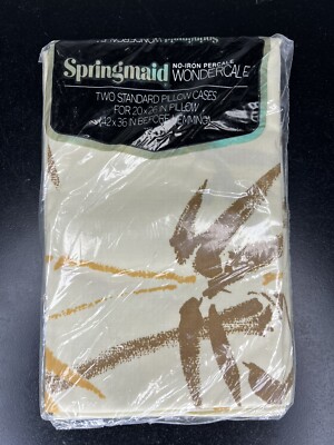 NEW Vintage Springmaid Percale Retro White Standard Pillowcases Made in USA