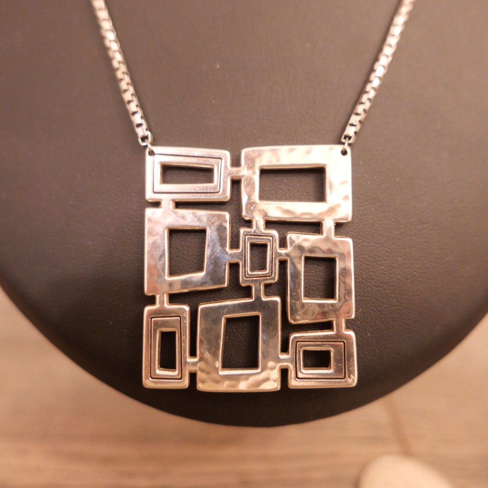 Brighton Silver Large Multi-squared Hammered Pend… - image 2