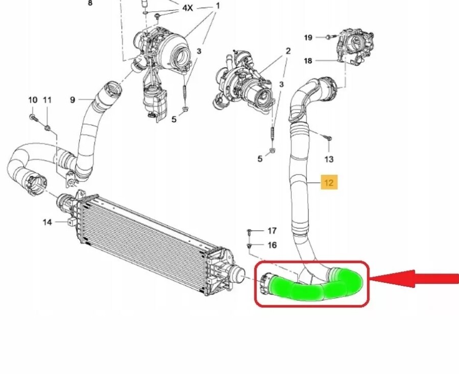 Turbo Charge Air Hose For OPEL MOKKA / MOKKA X 1.6 CDTI 1.7 CDTI 1302287