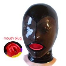 Full Cover Latex Hood with Red Teeth 15cm Long Nose Tube Mesh Eyes 0.4mm