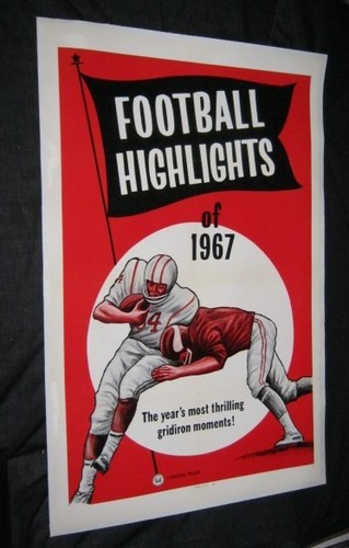 Original FOOTBALL HIGHLIGHTS OF 1967 Linen Backed 1 Sheet THEATRE NEWSREELS