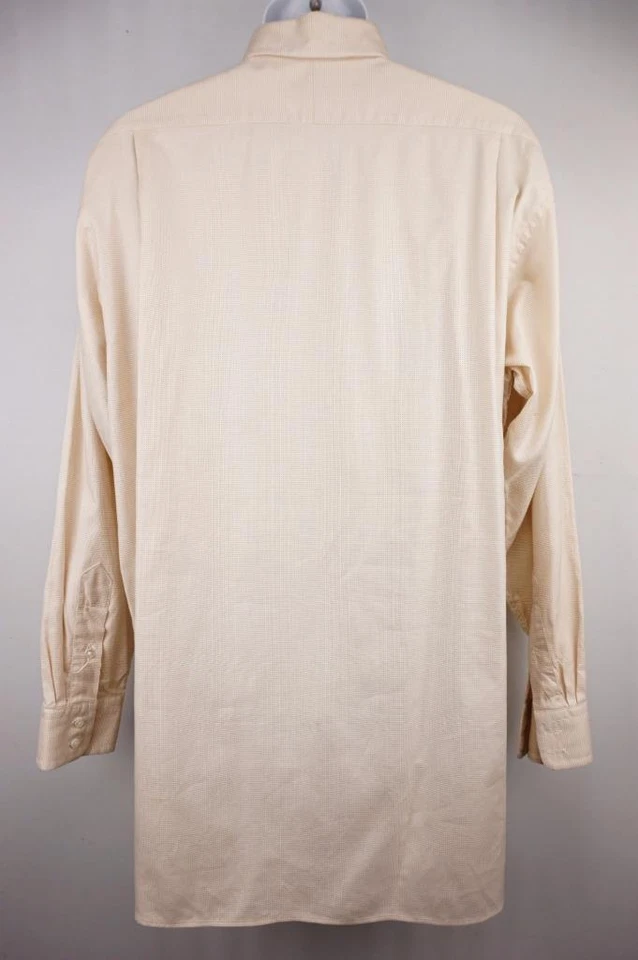 Camisa de Vestir BURBERRY LONDON Botón Frontal Larga Slv Bronceada Micro Cuadros Para Hombres 16.5-34 Foto 2 de 4