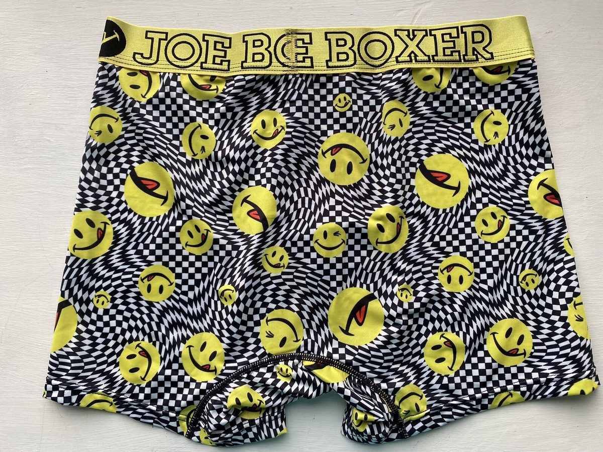 Joe Boxer Briefs Smiley Face Emoji Psychodelic Black White Mens S