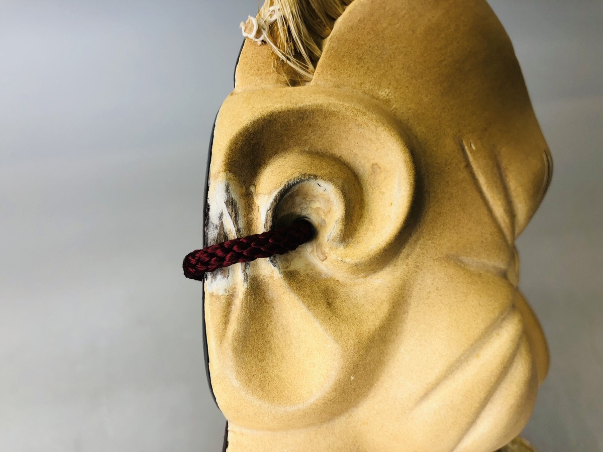 彫刻・オブジェ Wooden Noh Mask Y3600 NOH MASK Ikkaku Sennin wood carving signed Japan