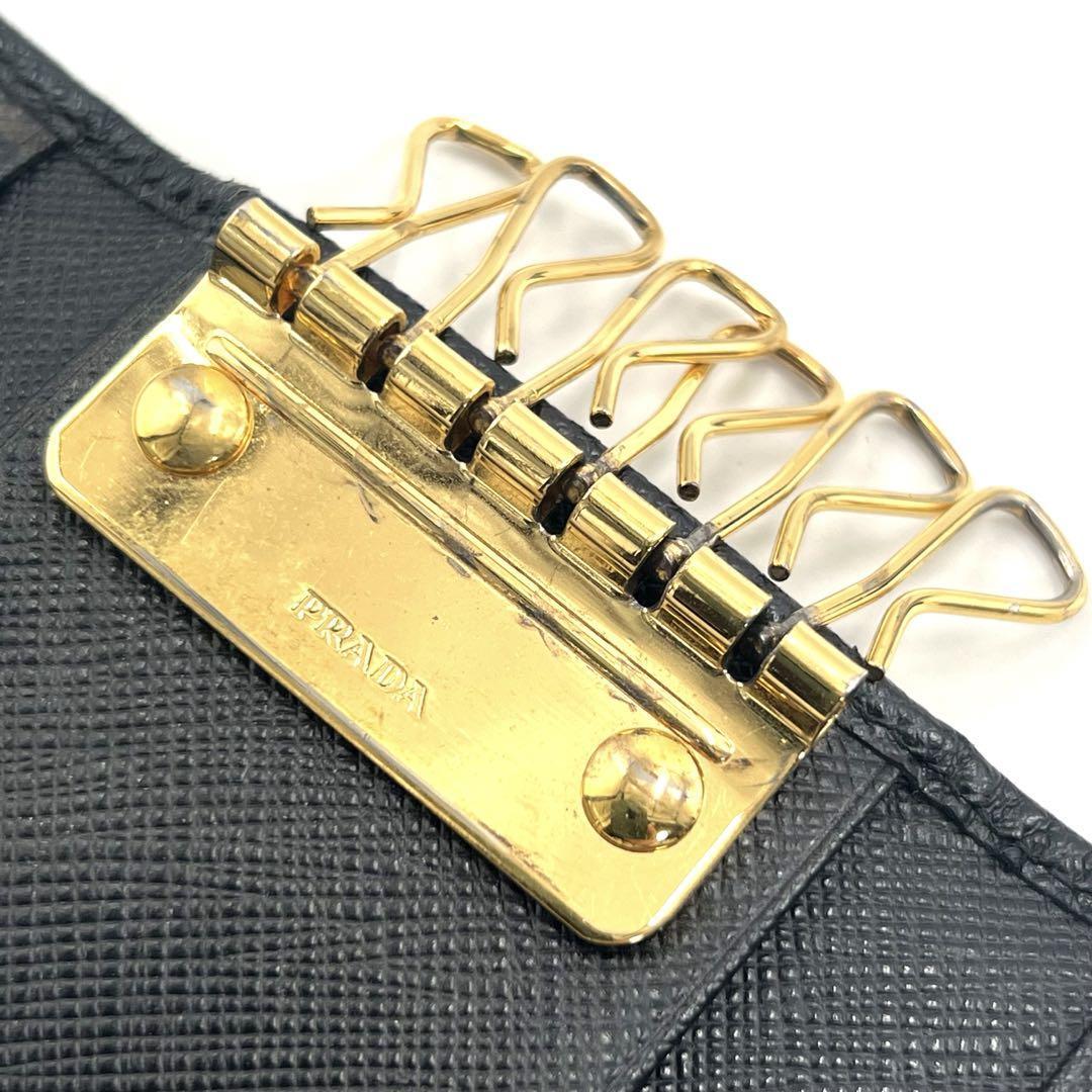 PRADA Authentic 6-Hook Keycase Saffiano Leather Black 1PG222 PRADA Authentic 6-Hook Keycase Saffiano Leather Black 1PG222
