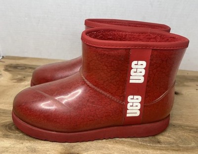 UGG Women's Classic Clear Samba Red Waterproof Mini Boots Sz 5