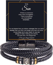 To My Son/Grandson Bracelet from Mom Grandmother, Forever Linked Together Black