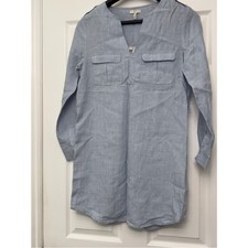 Joie Light Blue Linen-Blend Tunic Shirt dress size small