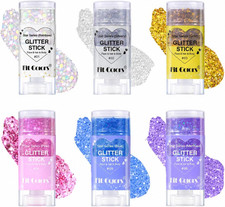 Face Glitter Stick 6 Pcs, 6 Colors Glitter Stick for Body and Hair