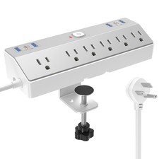Desk Clamp Power Strip with 40W Fast Charging USB-, 10Ft Desk Mount Surge Pro...