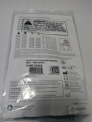 Comfort Cool Thumb CMC Restriction Splint Right Hand Medium Black - Picture 6 of 6