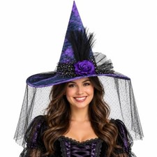 Witch Hat Wicked Wizard Hats Halloween Costumes Party Cosplay Purple Witch Hat