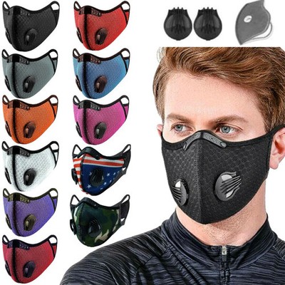 Mesh Sports Cycling Face Mask with Active Carbon Filter & Dual Breathing Valves 