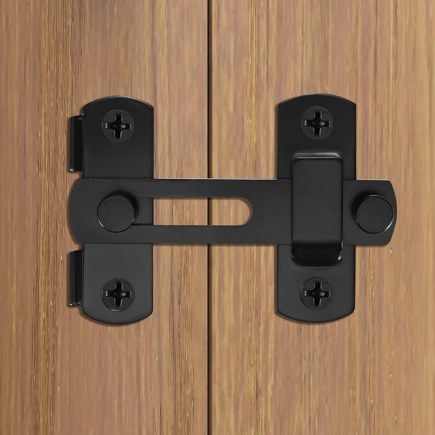 2PCS 180° Flip Sliding Barn Door Locks Latches Black Gate Bolt Lock for Bathroom