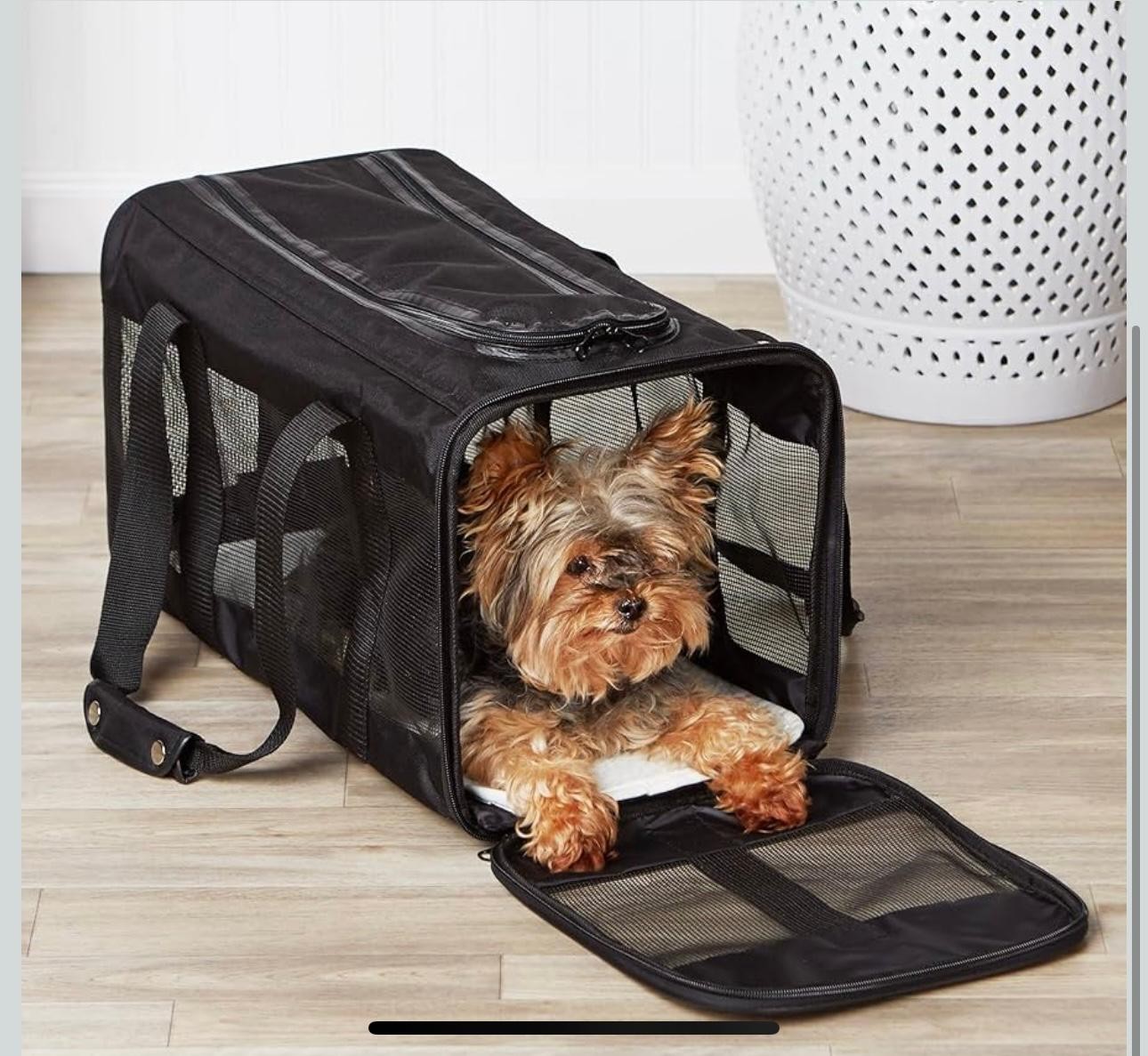 Airline Approved Large Pet Carrier Soft Mesh Cat Dog Travel Bag Up to 22lb BlacK