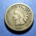 1860 Copper Nickel Indian Cent  G/VG
