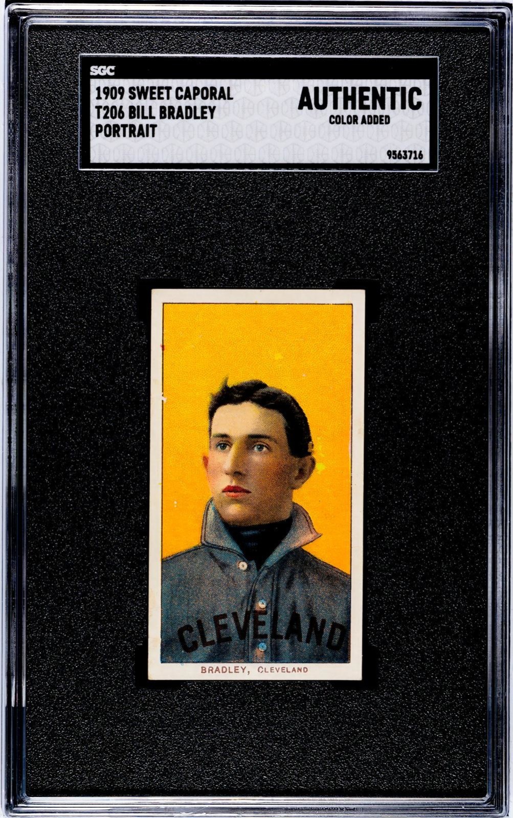 1909 T206 BILL BRADLEY PORTRAIT CLEVELAND NAPS SWEET CAPORAL COLOR ADDED SGC A